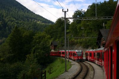  Zugkreuzung von unserem Allegra 3513 aus Arosa mit dem 3510 aus Chur kommend 
