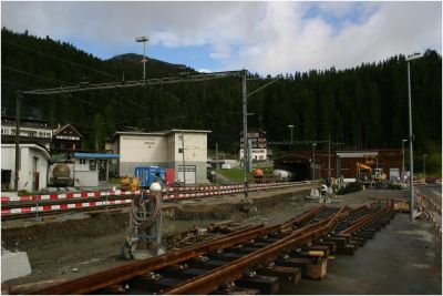 Umbauarbeiten im Bahnhof von Arosa
