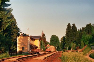 Abendstimmung
Diese friedliche Stimmung herrschte 1989 an einem sonnigen Sommerabend im Bhf. Waidhofen/Ybbs Lokalbahn.
