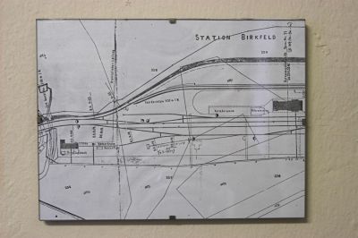 Gleisplan der ursprünglichen Gleisanlagen beim Heizhaus Birkfeld, ausgestellt im Museum im Bahnhof.
Schlüsselwörter: Feistritztalbahn , Birkfeld