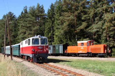 Parallelausfahrt bei Alt Nagelberg mit Dieselloks.
Schlüsselwörter: Waldviertel , Nordast , 2091 , 2095 , Alt Nagelberg