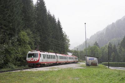 Der vierteilige 4090 durchfährt die Haltestelle Unter Buchberg. Kurz dahinter war tags zuvor noch eine Mure abgegangen.
Schlüsselwörter: Mariazellerbahn , MzB , 4090 , Papstbesuch , Unter Buchberg