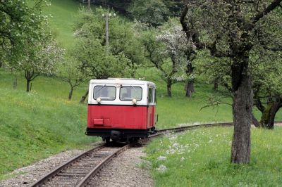 Frühling am Scheitelpunkt
Am Scheitelpunkt der Strecke bei Pfaffenschlag fährt die Draisine zwischen blühenden Apfelbäumen hindurch
Schlüsselwörter: Ybbstalbahn Bergstrecke , Pfaffenschlag , Draisine , Heizhausfest