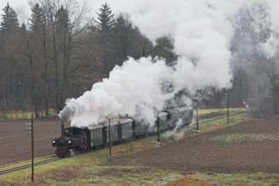 Am Rand der Steyr-Auen eilt 298.52 durch kahle, braune Felder der Haltestelle Schloss Rosenegg entgegen.
Schlüsselwörter: Steyrtalbahn , 298 ,  Schloss Rosenegg