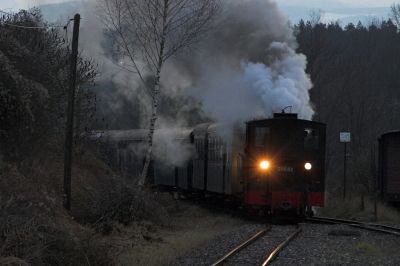 Die schwache Wintersonne hat sich schon hinter dem Horizont abgesetzt, als 298.52 mit einem Zug nach Steyr in Neuzeug einfährt.
Schlüsselwörter: Steyrtalbahn , 298 ,  Neuzeug