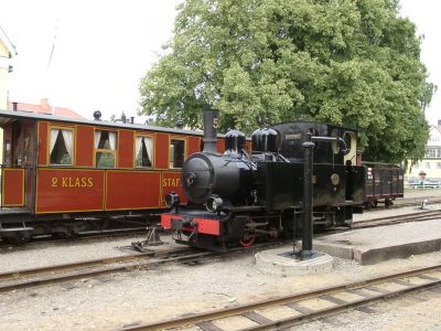 Östra Södermanlands Järnväg
Lok Hamra (O&K-Mallet Bj. 1902) im Bahnhof Mariefred
