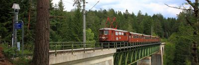 Kuhgrabenbär
die 1099.013 zieht den Ötscherbären über den Kuhgraben. Das Bild wird schön eingerahmt von zwei Bäumen und abgeschlossen durch das Brückenschild. Ermöglicht hat dieses Bild der Raitbauer, der sich von meiner Anwesenheit aber nicht begeistert zeigte.
Schlüsselwörter: 1099.013, Ötscherbär, Kuhgraben