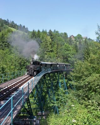 Ybbsthalbahn 24.6.07
Der Zug auf der Hühnernestbrücke
