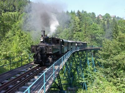 Ybbsthalbahn 24.6.07
Der Zug auf der Hühnernestbrücke
