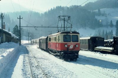 1099.001
Die 1099.001 fährt im Winter 1987 mit dem R 6804 in Laubenbachmühle ein
Scan vom Dia
Schlüsselwörter: 1099 , 001 , Mariazellerbahn , Bergstrecke