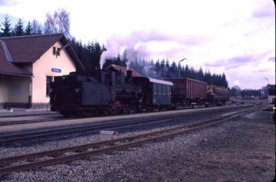 399.04 Alt Nagelberg
Die 399.04 mit dem morgendlichen Güterzug von Litschau nach Gmünd im Bahnhof Alt Nagelberg.
Scan vom Dia
Schlüsselwörter: 399 , 04 , Waldviertel , Nordast , Alt Nagelberg